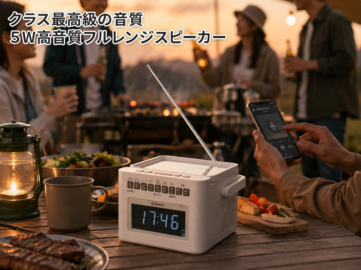 屋外でCDクロックラジオ CD-CLR4Jで使用する